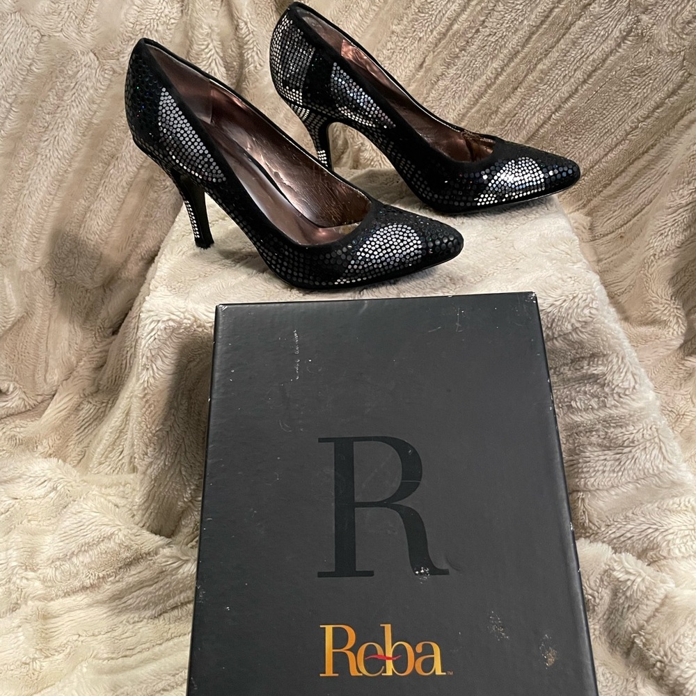 Reba Black Sequin Women's Heels